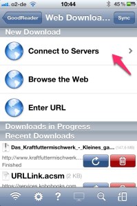 Tap auf connect to servers